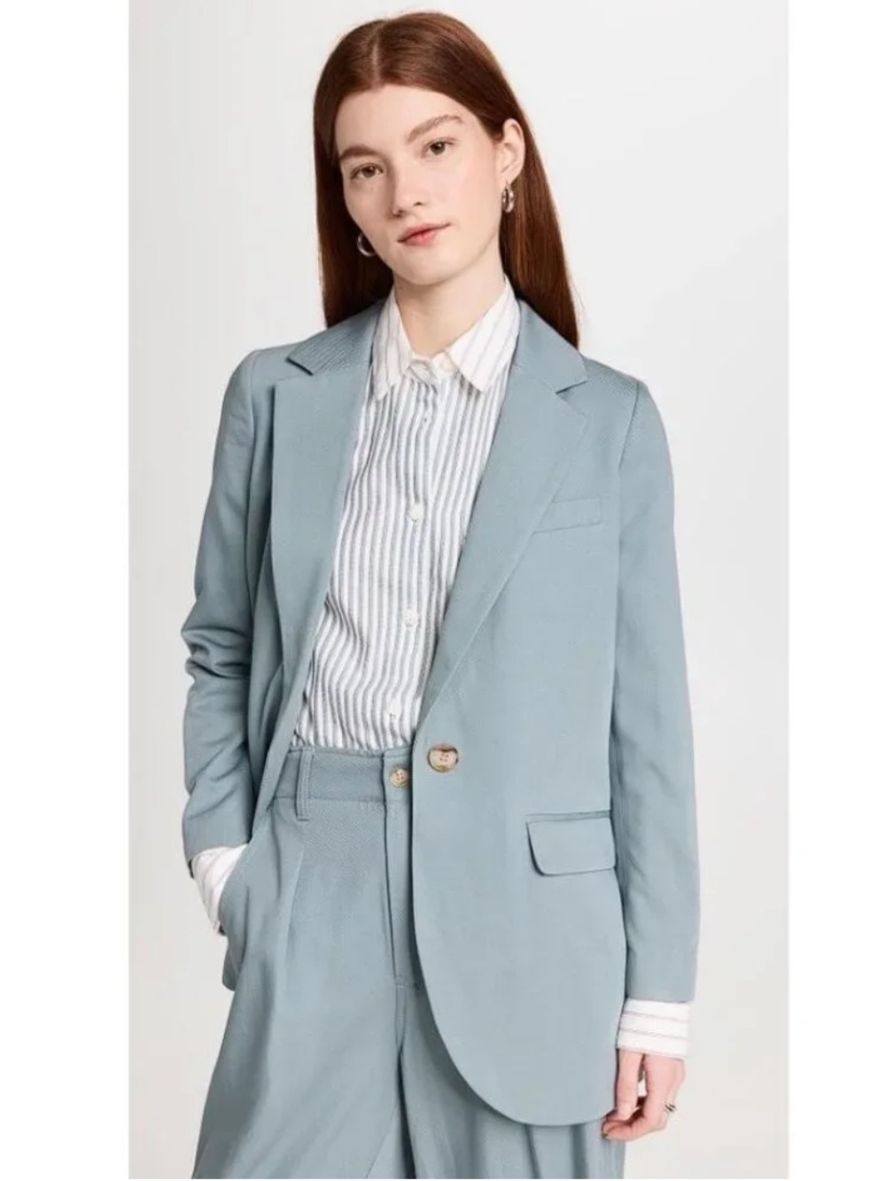 Madewell Women's The Larsen Blazer in Drapeweave In Overcast Blue Gray Size XXS